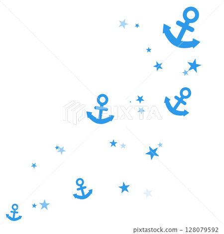 淺藍色錨和星星插圖 128079592