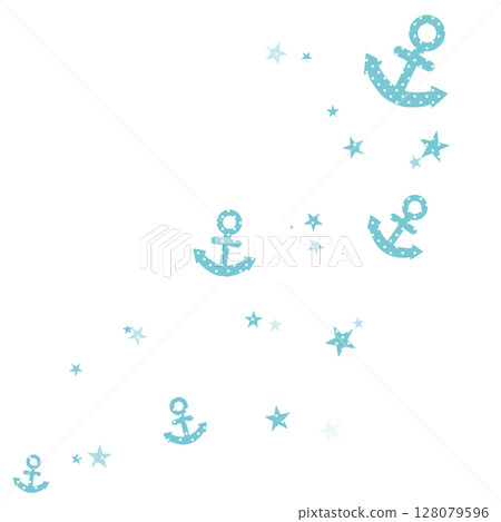 A light blue polka dot anchor and star illustration A light blue polka dot anchor and star illustration 128079596