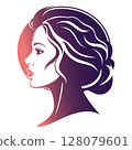 Woman head. Logo template. Company identity icon. 128079601