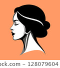 Woman head. Logo template. Company identity icon. 128079604