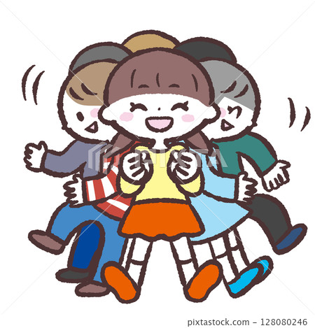 孩子們玩押藏饅頭的插圖 128080246