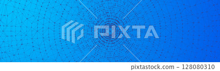 Technology abstract background. Dots connected by lines. Minimalist mesh backdrop. Abstract polygonal radial shape. Plexus circles. 128080310
