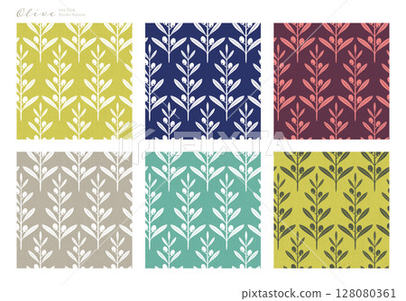Olive tree vector illustration - Scandinavian style pattern color variation Olive tree vector illustration - Scandinavian style pattern color variation 128080361
