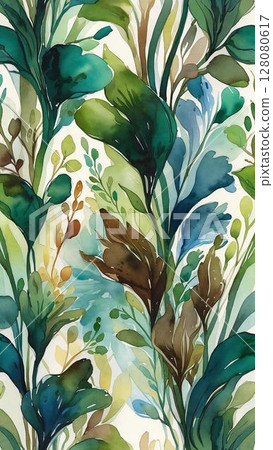Background material_Organic patterns drawn with watercolor ink 128080617