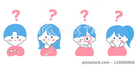 Children: Cute and pop illustrations of children with questions Children: Cute and pop illustrations of children with questions 128080666