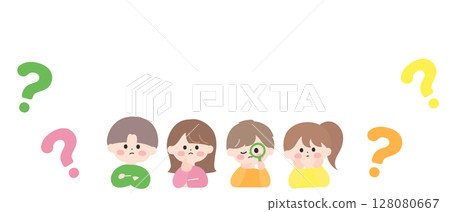 孩子們帶著疑問的可愛流行框架 128080667