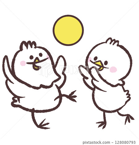 一隻白鳥玩球的插圖 一隻白鳥玩球的插圖 128080793