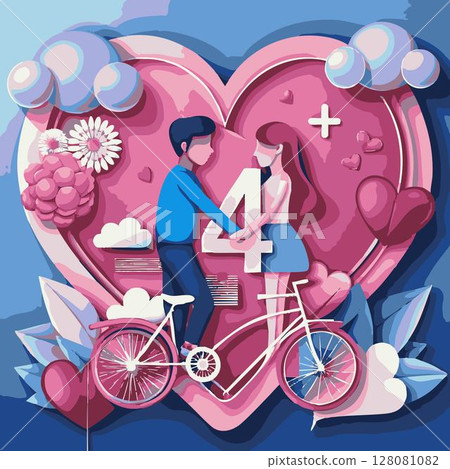 happy valentines day greeting card with two girls in love. happy valentines day greeting card with two girls in love. 128081082