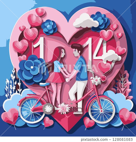 happy valentines day greeting card with two girls in love. happy valentines day greeting card with two girls in love. 128081083