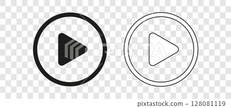 Round play button icons on transparent background. 128081119
