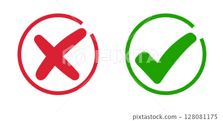 Set check mark and cross. Vector illustartion. 128081175