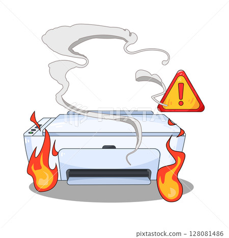 illustration of printer fire 128081486