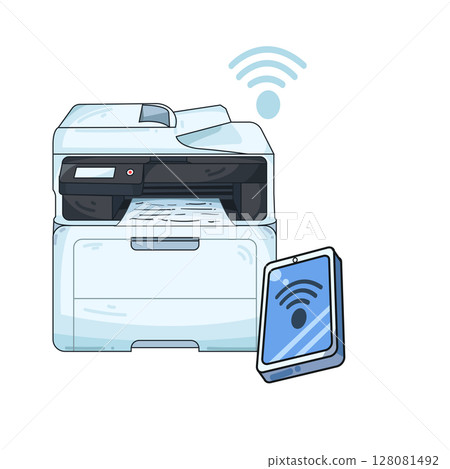 illustration of wireless printer illustration of wireless printer 128081492
