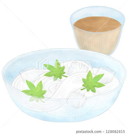 上面放有綠色楓葉的素面插圖 128082815