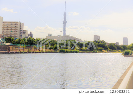 從隅田川看到的天空樹 從隅田川看到的天空樹 128083251