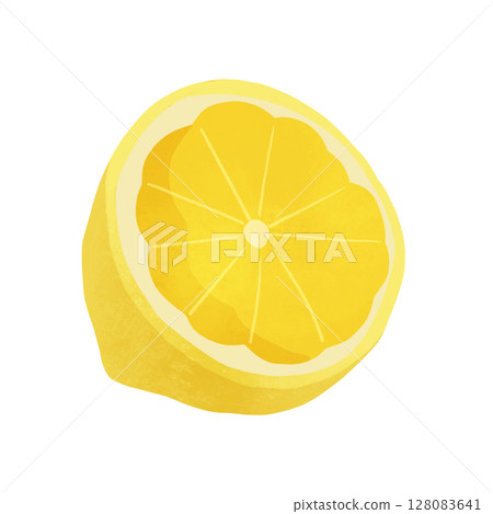 檸檬橫切面手繪插圖 檸檬橫切面手繪插圖 128083641