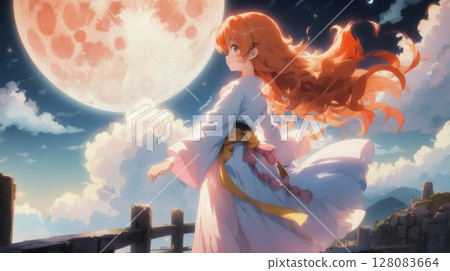 月光下行走的女孩 128083664