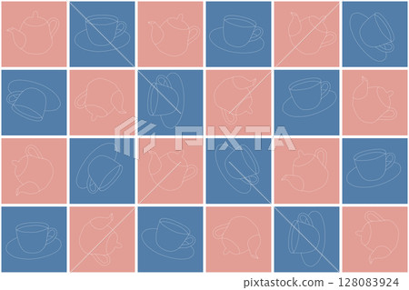 Autumn-toned checkered background, suitable for printing as wallpaper or tablecloth fabric 128083924