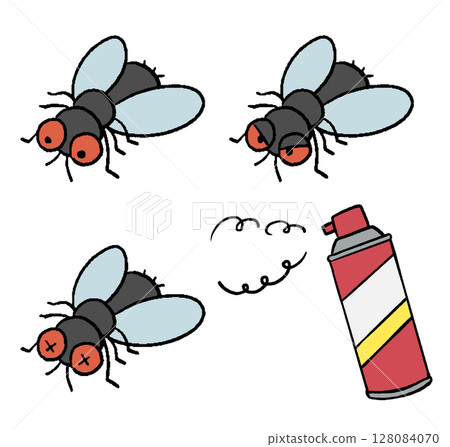 手繪插畫集蒼蠅 128084070