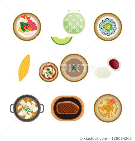 Ibaraki gourmet illustration set 2 Ibaraki gourmet illustration set 2 128084265