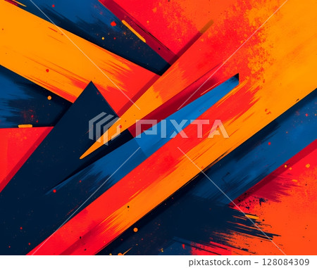 Dynamic abstract background with red and blue intersecting lines 128084309