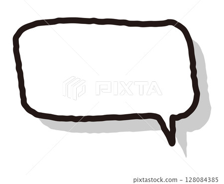 A cute and relaxed speech bubble with hand-drawn line shadows, horizontal rectangle, 13 128084385