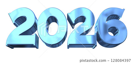 3DCG letters [2026] blue, blue 128084397