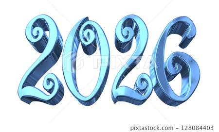 3DCG字母[2026]藍色，藍色 128084403