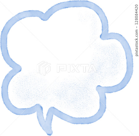 Hand-drawn retro cloud-shaped speech bubble with watercolor touches 128084420