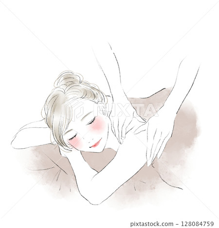 一位女士正在享受身體按摩的插圖 一位女士正在享受身體按摩的插圖 128084759
