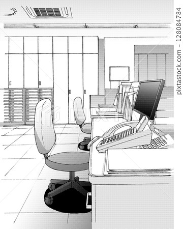 卡通風格鋼筆劃插畫辦公區_室內 卡通風格鋼筆劃插畫辦公區_室內 128084784