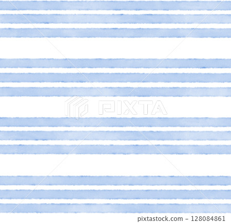 藍色水彩三線邊框圖案背景 128084861