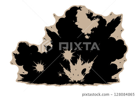 The scene where gunpowder ignites and explodes 128084865