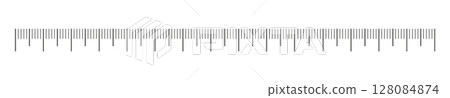 Measuring chart with 15 centimeters. Ruler scale without numbers. Length measurement distance, height, math. Template of sewing tool, ruler scale. Measuring chart with 15 centimeters. Ruler scale without numbers. Length measurement distance, height, math. Template of sewing tool, ruler scale. 128084874