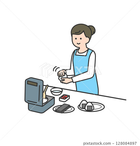 拿著米球的婦女 128084897