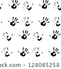Human hand palm print pattern, black white 128085258