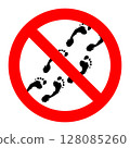 Prohibition barefoot in toilet go icon sign 128085260