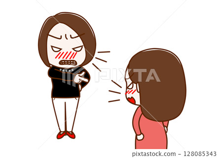 (Multiple) Women pointing and yelling angrily and women arguing angrily against each other 128085343