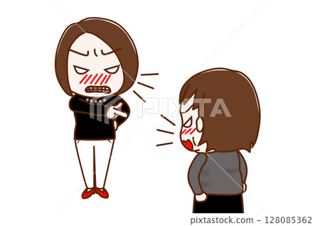 (Multiple) Angrily pointing and yelling women and a fat woman angrily arguing back and forth (Multiple) Angrily pointing and yelling women and a fat woman angrily arguing back and forth 128085362