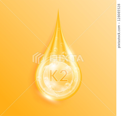 Serum drop water vitamin K2 orange. Vitamins complex mineral liquid with collagen oxygen bubbles. Skin care cosmetics solution design. Beauty medical concepts. 3D Realistic Vector EPS10. Serum drop water vitamin K2 orange. Vitamins complex mineral liquid with collagen oxygen bubbles. Skin care cosmetics solution design. Beauty medical concepts. 3D Realistic Vector EPS10. 128085528