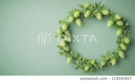 Hoops flower gardening blossoming circular arrangement copy space on center background Hoops flower gardening blossoming circular arrangement copy space on center background 128085607