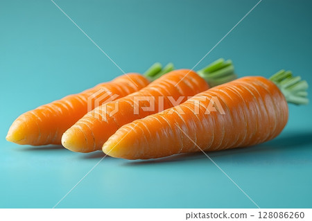 Fresh Carrots on Blue Background for Healthy Living and Nutrition Concepts Generative AI 128086260