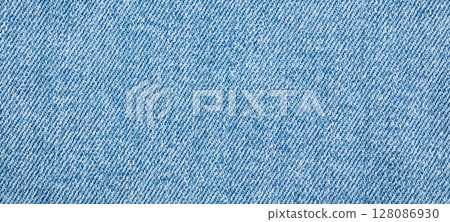 Old denim blue jeans fabric texture background 128086930