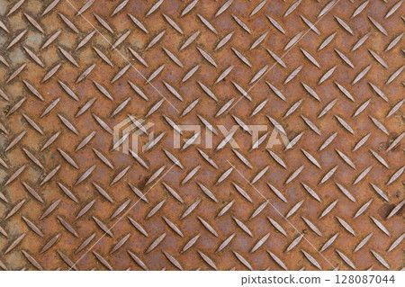Stain and rust non-slip metal background with copy space. This texture can use for effect layer 128087044