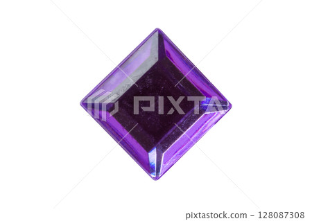 Purple square jewels sticker isolated on white background 128087308