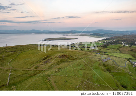 Aerial view of Dunmore Head by Portnoo in County Donegal, Ireland. 128087391