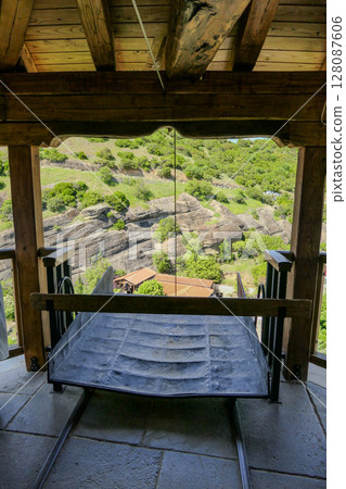 Greece, Meteora, Freight elevator of the Varlaam Monastery 128087606