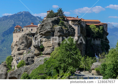 Greece, Monastery on top of a rock in Meteora Greece, Monastery on top of a rock in Meteora 128087657