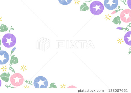 柔和的水彩彩色牽牛花框 柔和的水彩彩色牽牛花框 128087661