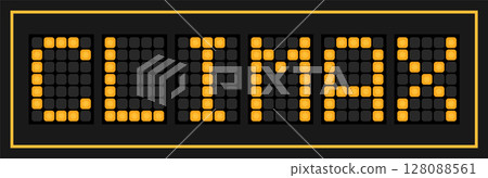 Orange color led banner in word climax on black background Orange color led banner in word climax on black background 128088561